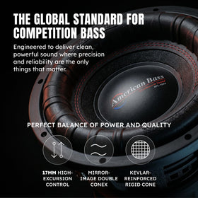 American Bass XFL 10in subwoofer voice coil reveals durable 3-inch design.