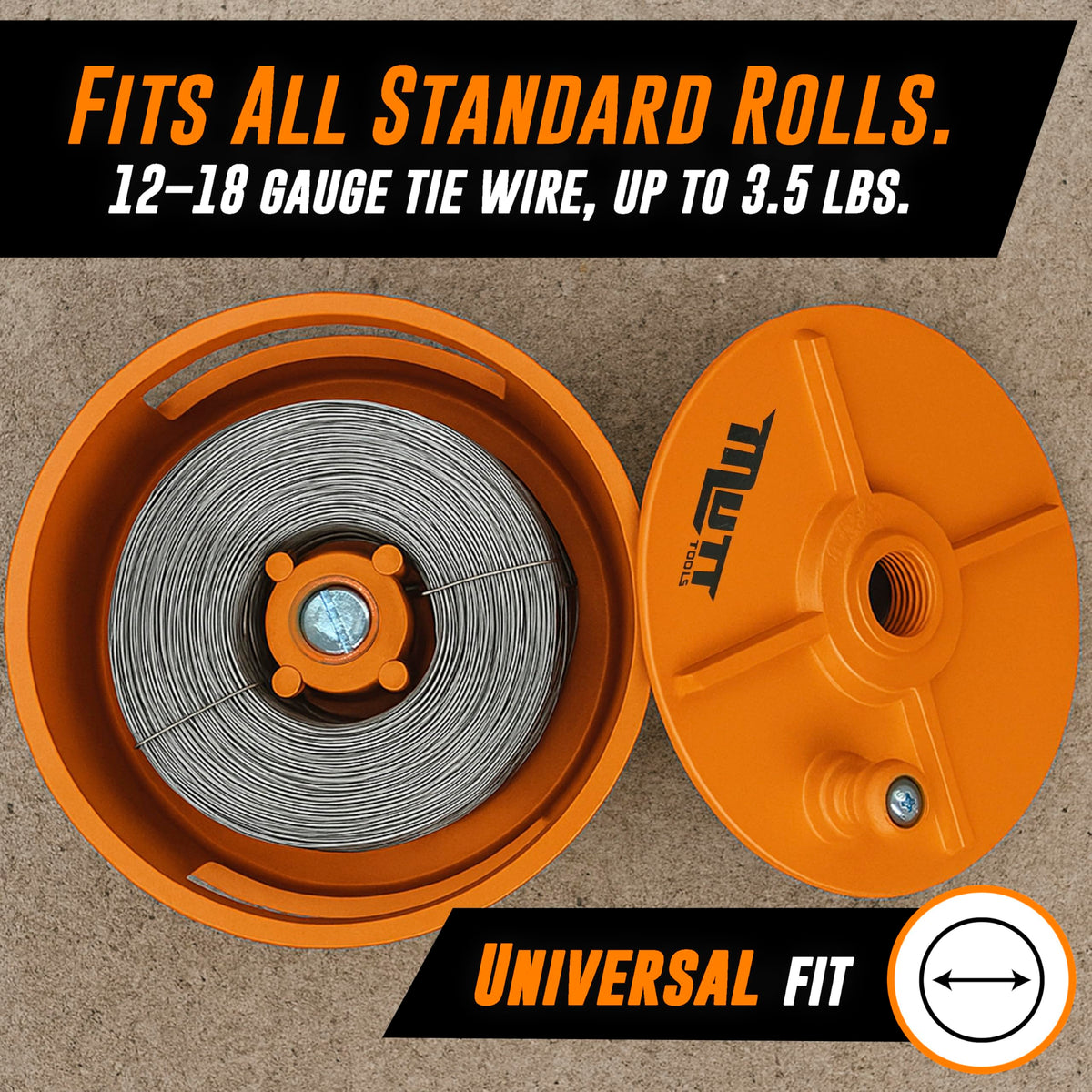 AMERICAN MUTT TOOLS reel fits 12–18 gauge wire rolls up to 3.5 lbs.
