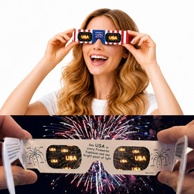 American Paper Optics America 250 HoloSpex glasses reveal floating USA holograms during fireworks.