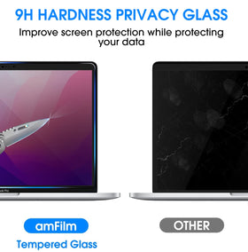 amFilm protector installed on MacBook in use preserving direct clarity