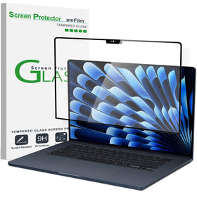 amFilm front view on MacBook Air 15 showing precise fit and preserved display clarity