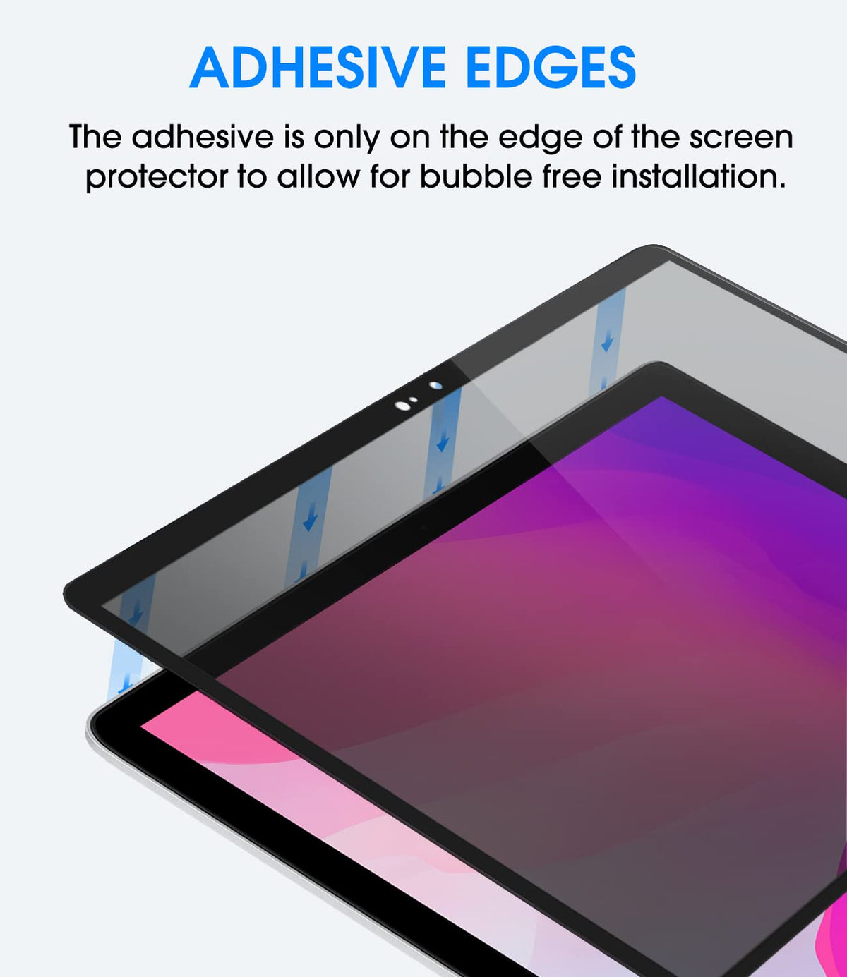 amFilm silicone frame detail highlighting bubble-free adhesion benefit