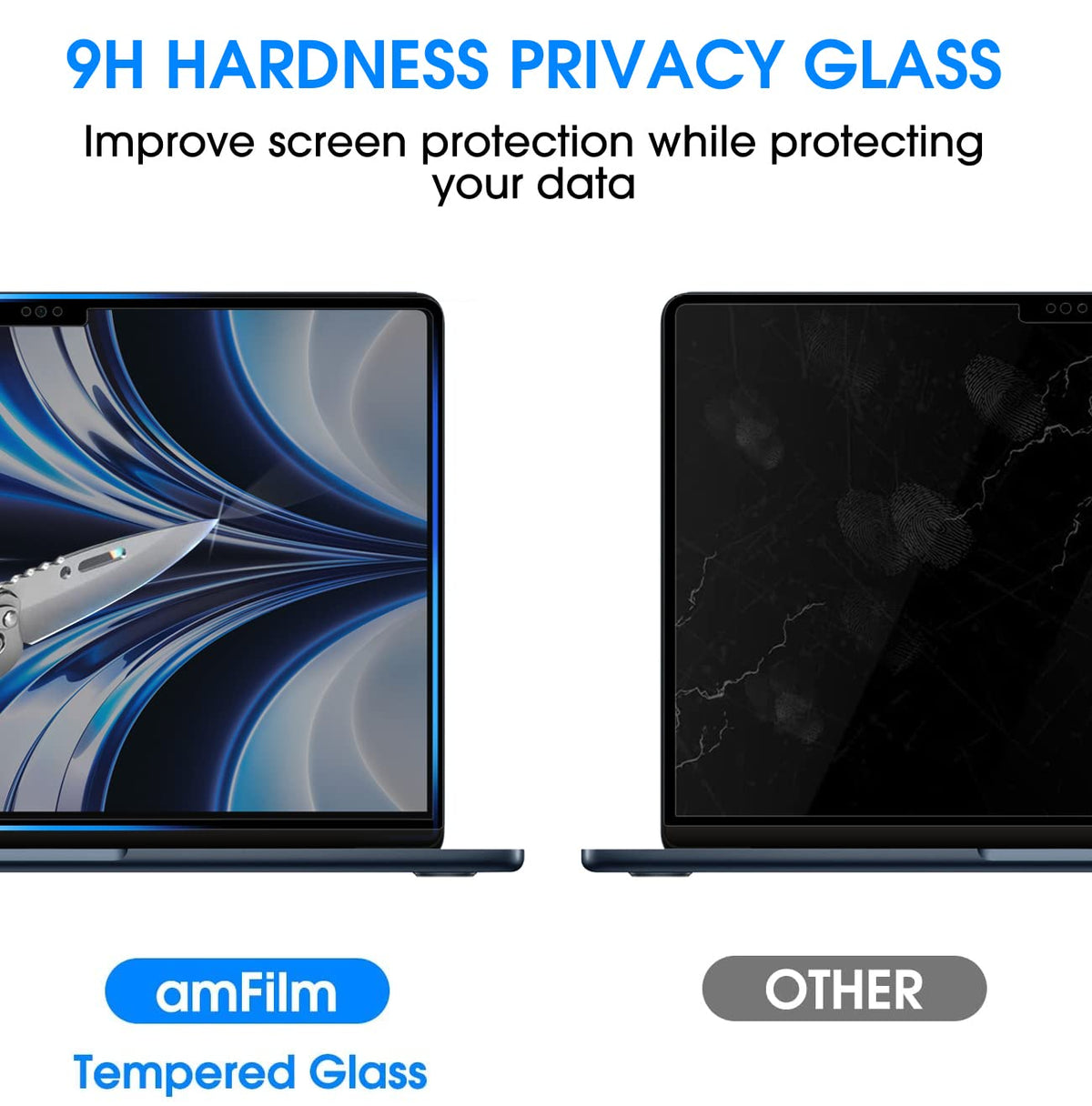 amFilm surface texture showing oleophobic coating for fewer fingerprints