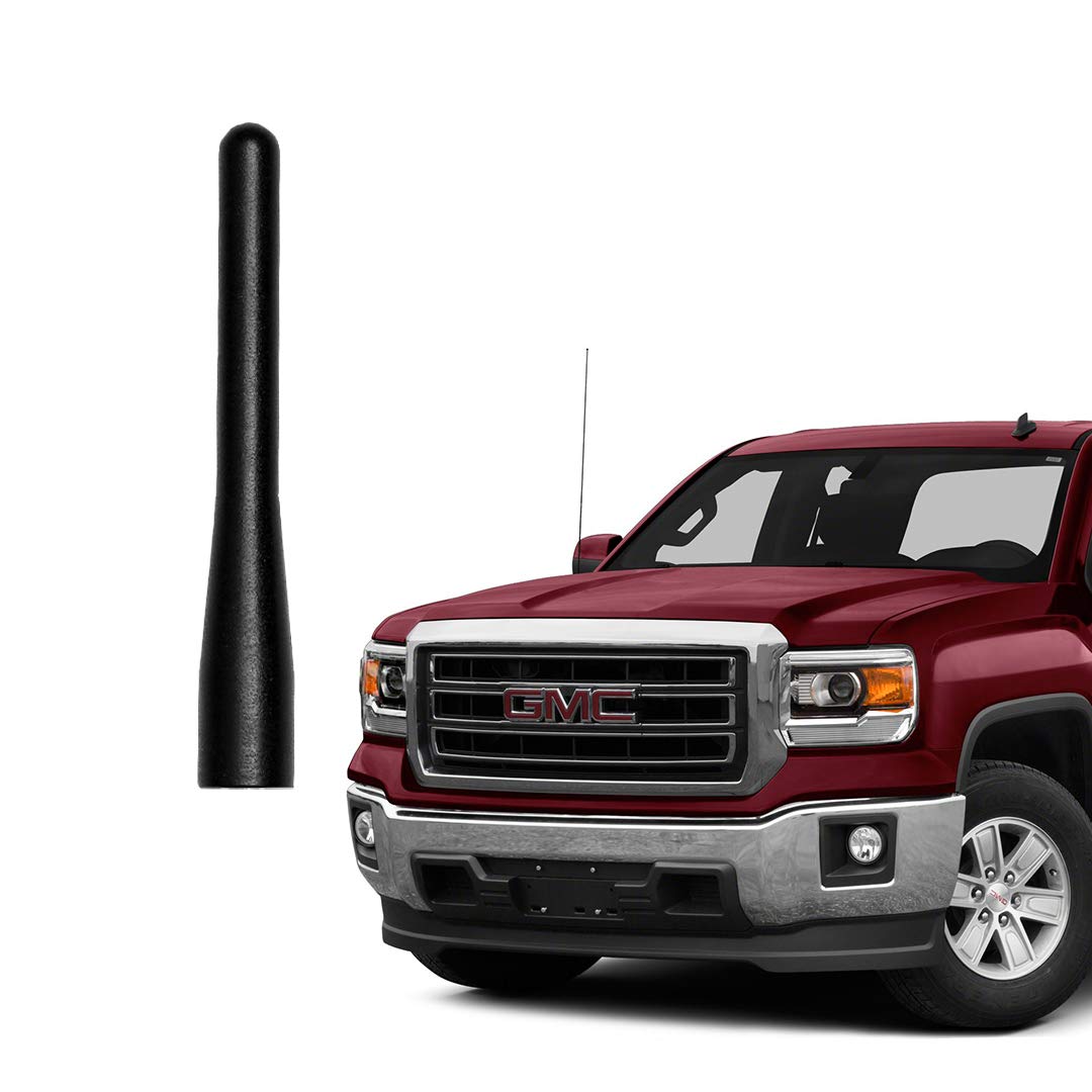AMFRNE GM truck short antenna in matte black 3.6 inch, car wash safe and replacement-ready.