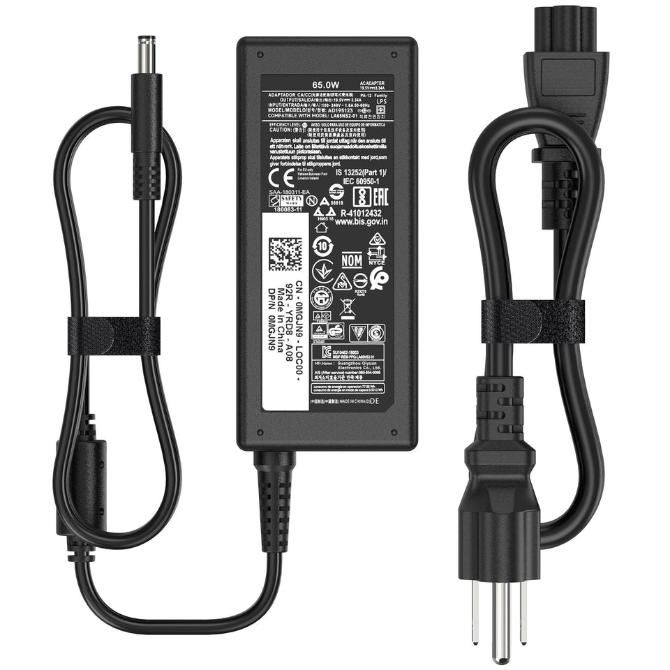 amguog 65W Dell charger with 4.5mm tip powers compatible laptops reliably