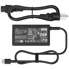 Amguog 65W USB-C laptop charger for HP EliteBook front view shows portable power option.