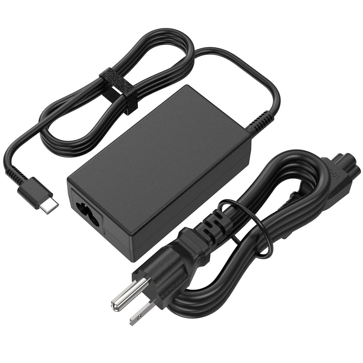 Amguog 65W USB-C laptop charger for HP ProBook side view highlighting slim profile.