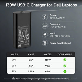 Amguog Dell 130W USB-C charger reinforced cable joint for durability