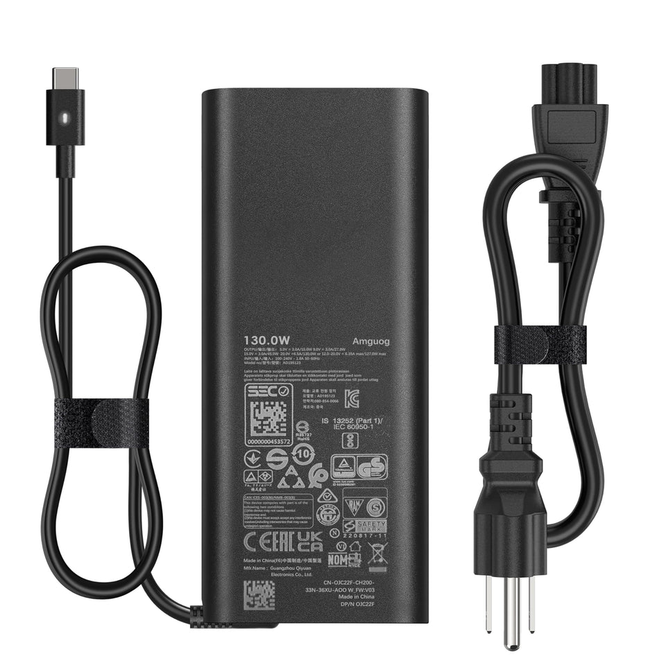 Amguog Dell 130W USB-C charger front view for reliable on the go power