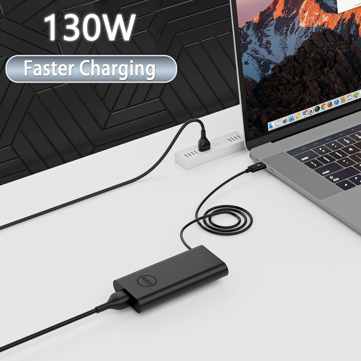 Amguog Dell charger closeup showing connector and cable