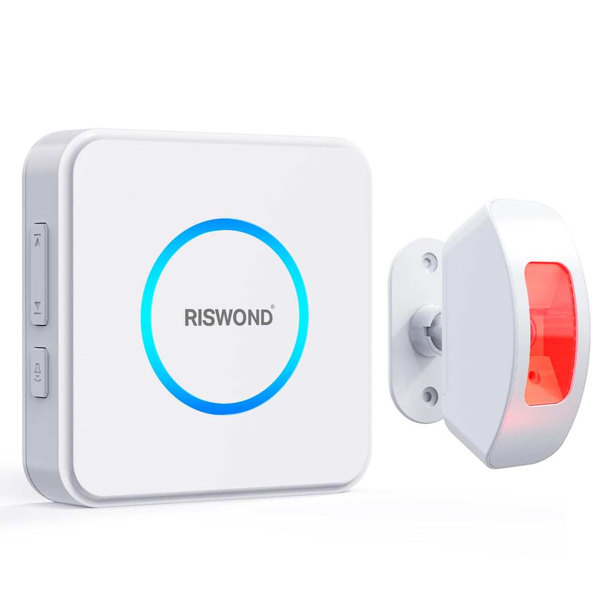AMHEY wireless motion sensor alarm indoor front view for quick security alerts.