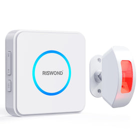 AMHEY wireless motion sensor alarm indoor front view for quick security alerts.