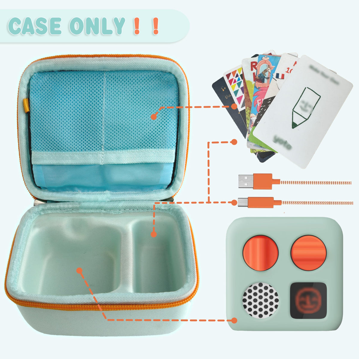 amiumuca Yoto Mini travel case with fixed inner slots protects accessories on the go