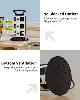 Ammora Living power strip tower suits dorms and offices for organized charging.