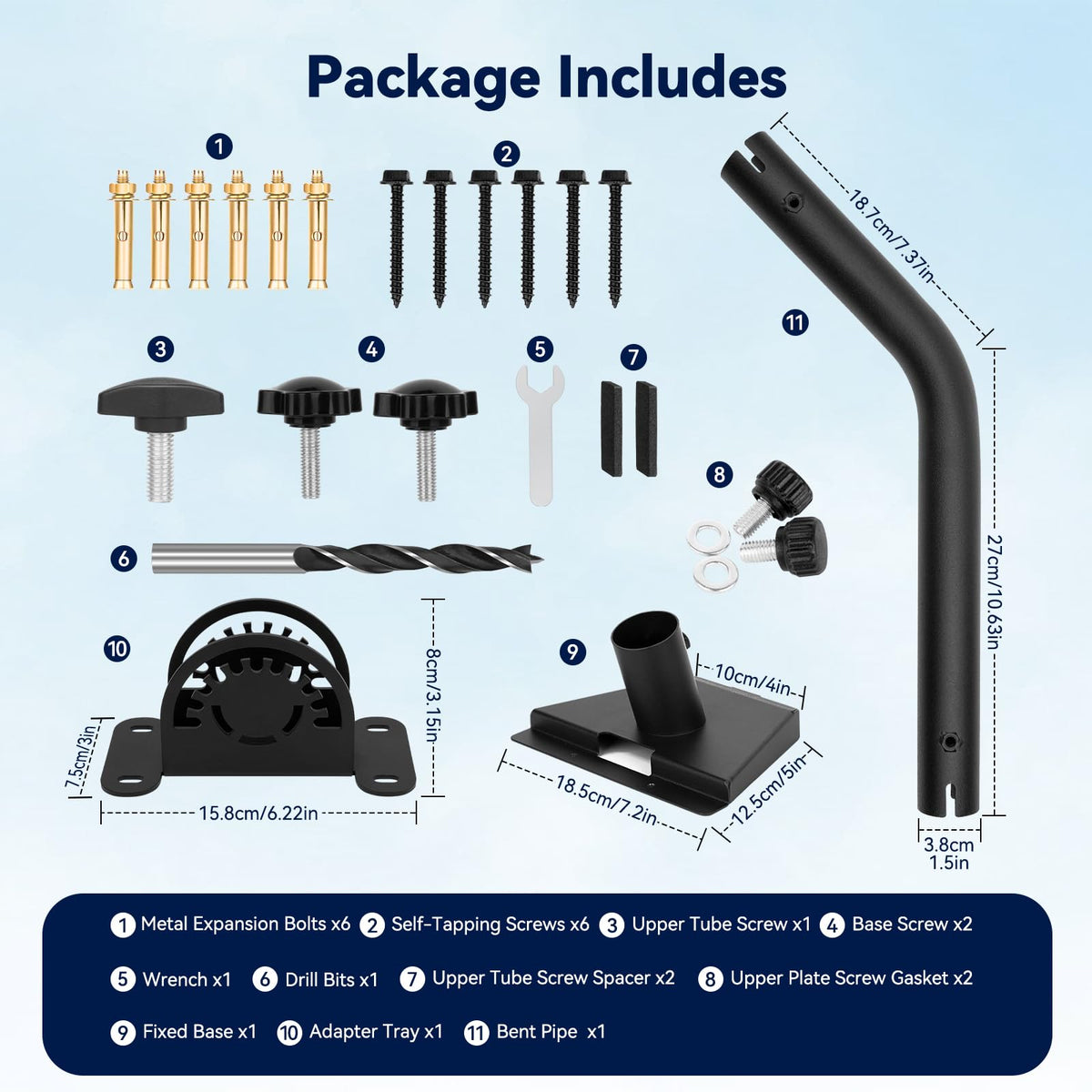 Amoner U Starlink Gen 3 pipe adapter kit ready for quick setup and secure mounting.