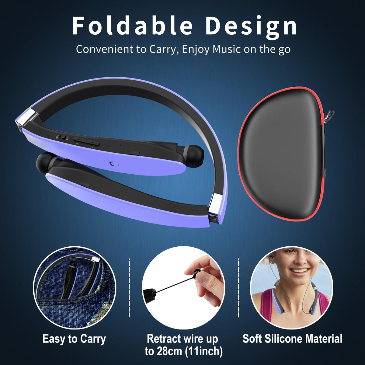 AMORNO folded in included pouch demonstrating compact transport convenience