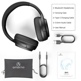 AMORNO control buttons and built-in mic detail for hands-free calling