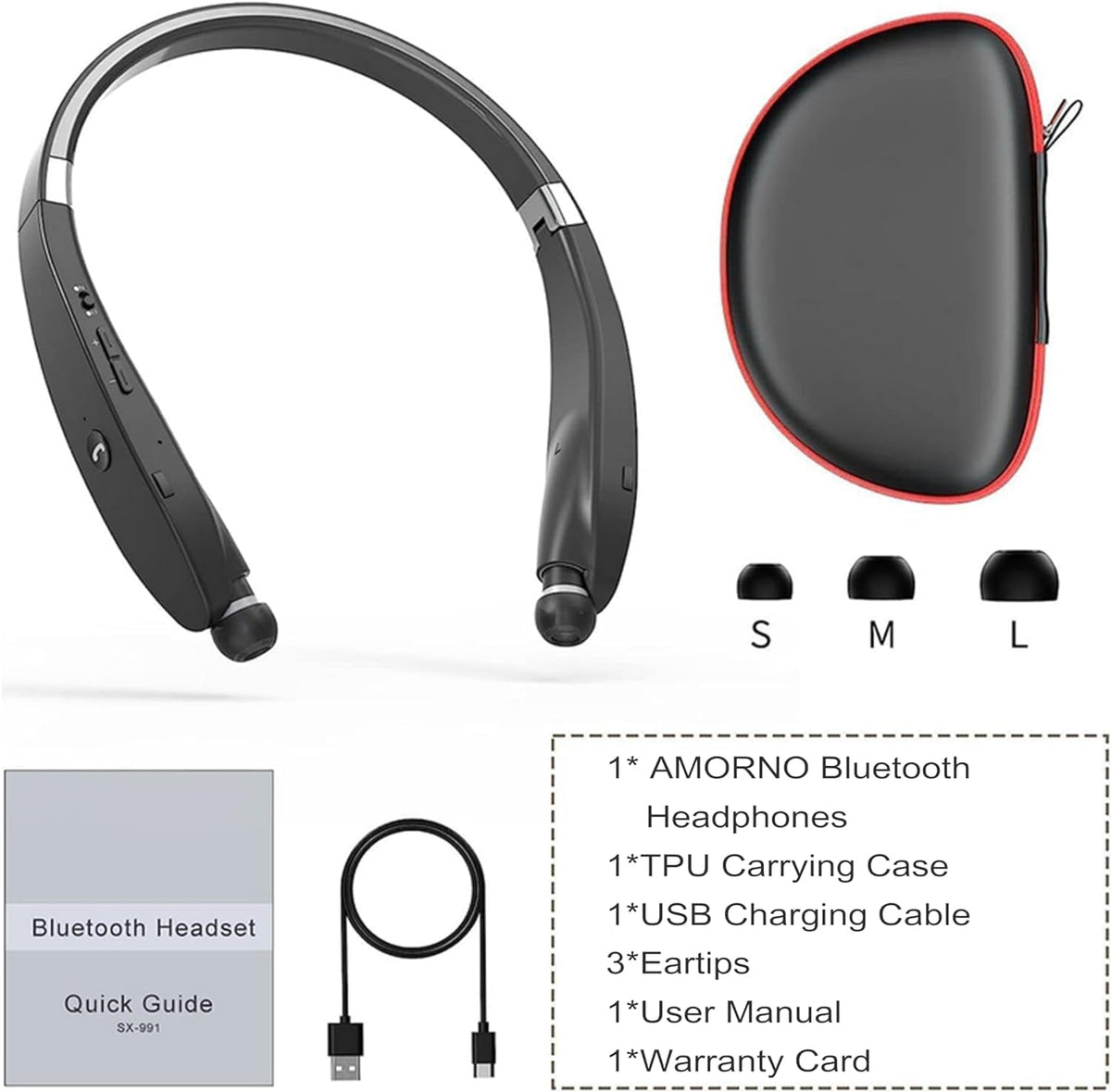 AMORNO next to a smartphone for scale showing lightweight, travel-friendly size