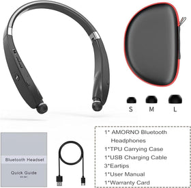 AMORNO next to a smartphone for scale showing lightweight, travel-friendly size