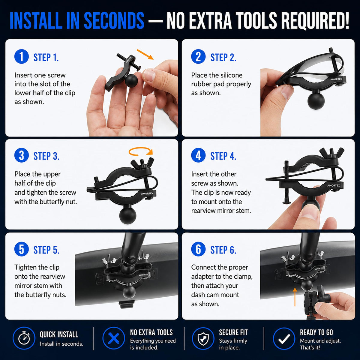 AMORTEK rearview compatibility supports multiple camera models with connectors.