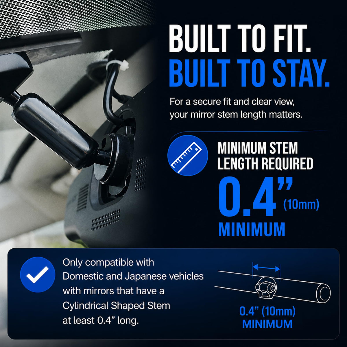 AMORTEK tool-free install works on compatible mirror stems without tools.