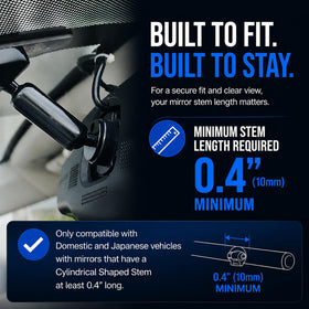AMORTEK tool-free install works on compatible mirror stems without tools.