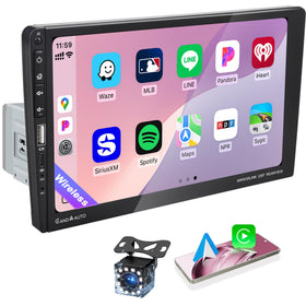 AmoyJebit 9-inch car stereo with Apple CarPlay interface for hands-free use
