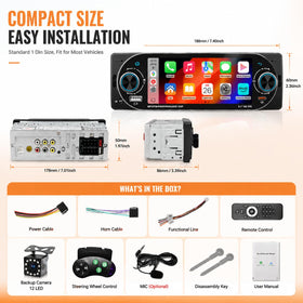 AmoyJebit unit next to ruler to show single-DIN size and compatibility