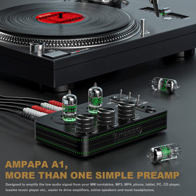 AMPAPA A1 tone control closeup showcasing treble and bass adjustment for tailored sound.