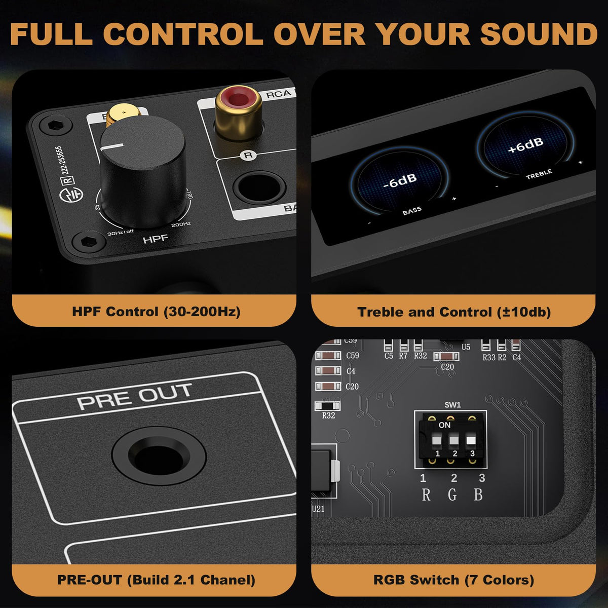 AMPAPA D1 remote control and RGB lighting for easy operation and ambience