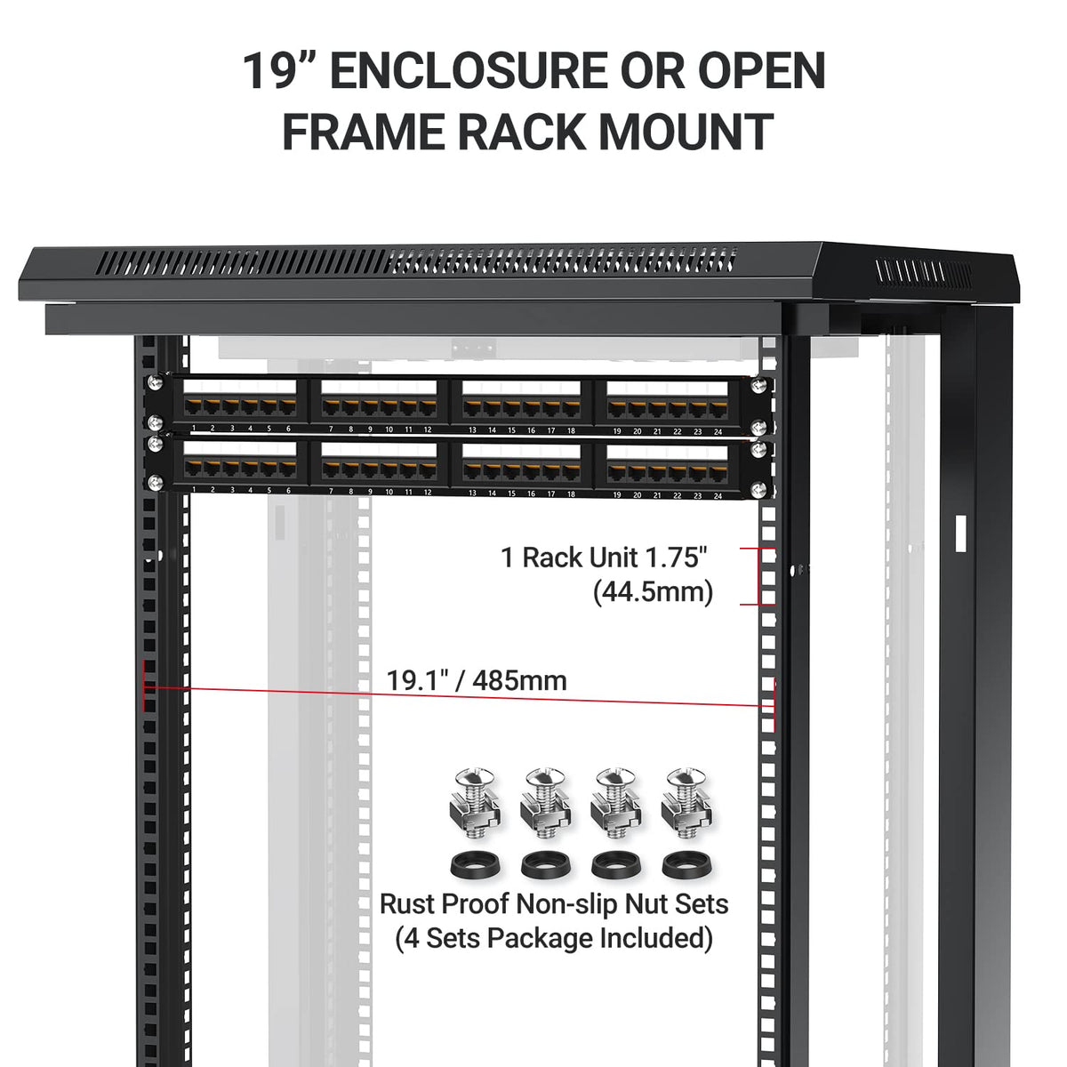 AMPCOM rear cable bar supports tidy cable management and strain relief.