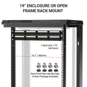 AMPCOM rear cable bar supports tidy cable management and strain relief.
