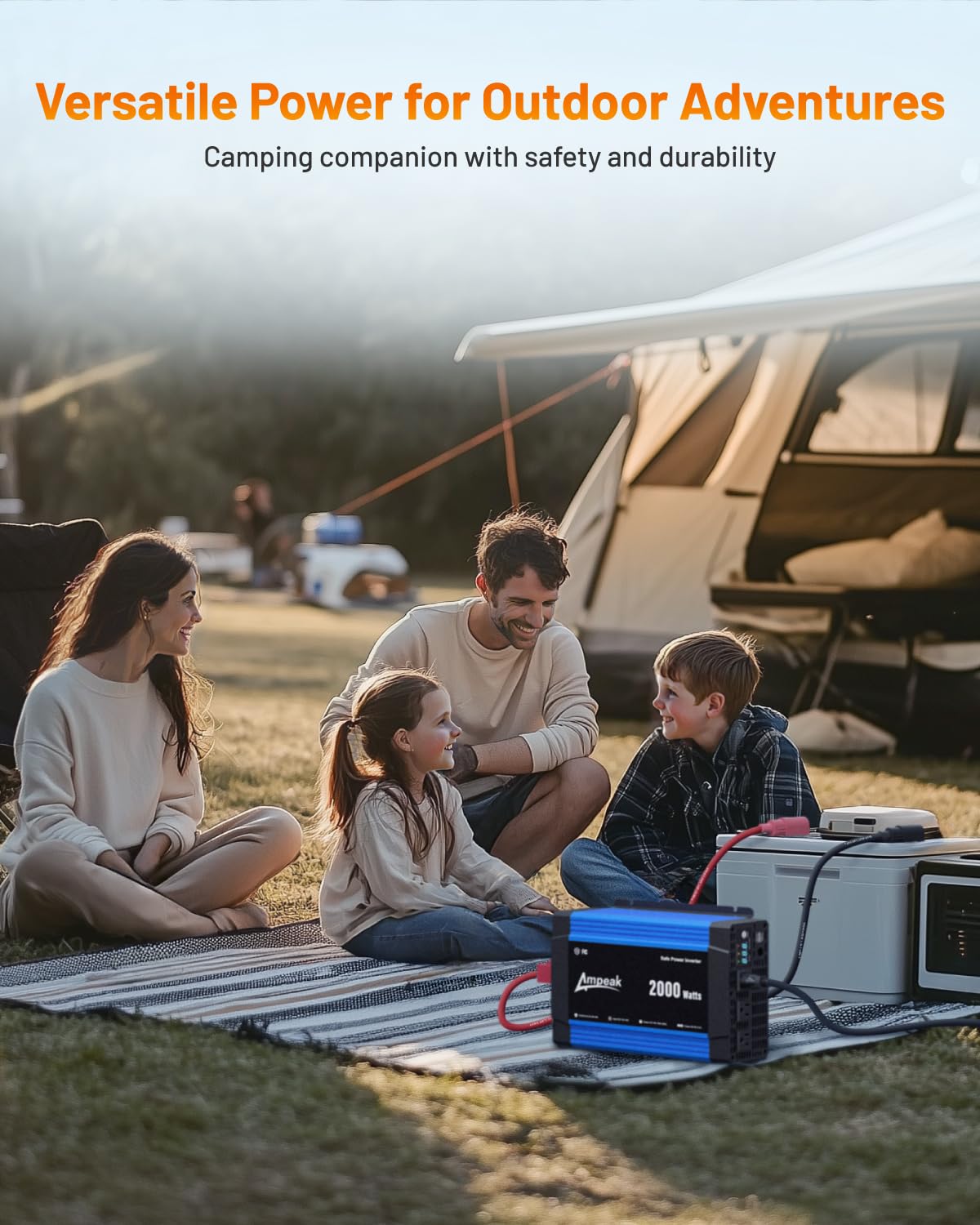 Ampeak temperature-controlled fan maintaining safe temperatures during use.