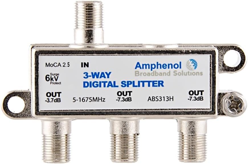ABS313H 3-way MoCA 2.5 splitter with rugged metal housing for durable home networks