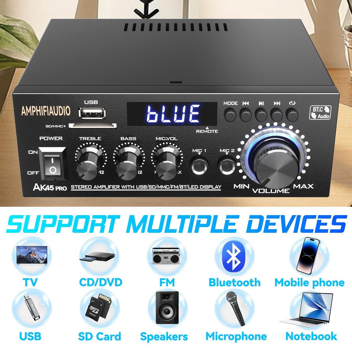 AMPHIFIAUDIO AK45 Pro USB and SD card slots for plug-and-play music playback