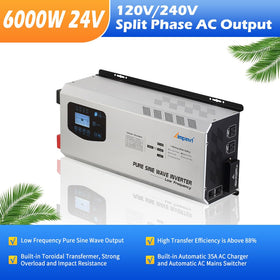 AMPINVT 6000W inverter back ports showing battery and AC connections