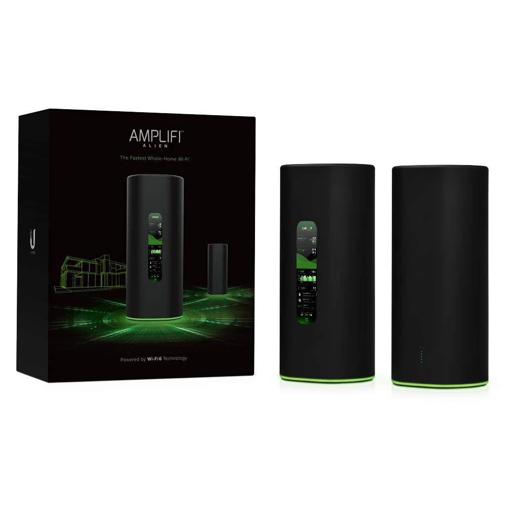 AmpliFi Alien router front view showing Wi-Fi 6 performance for whole-home coverage