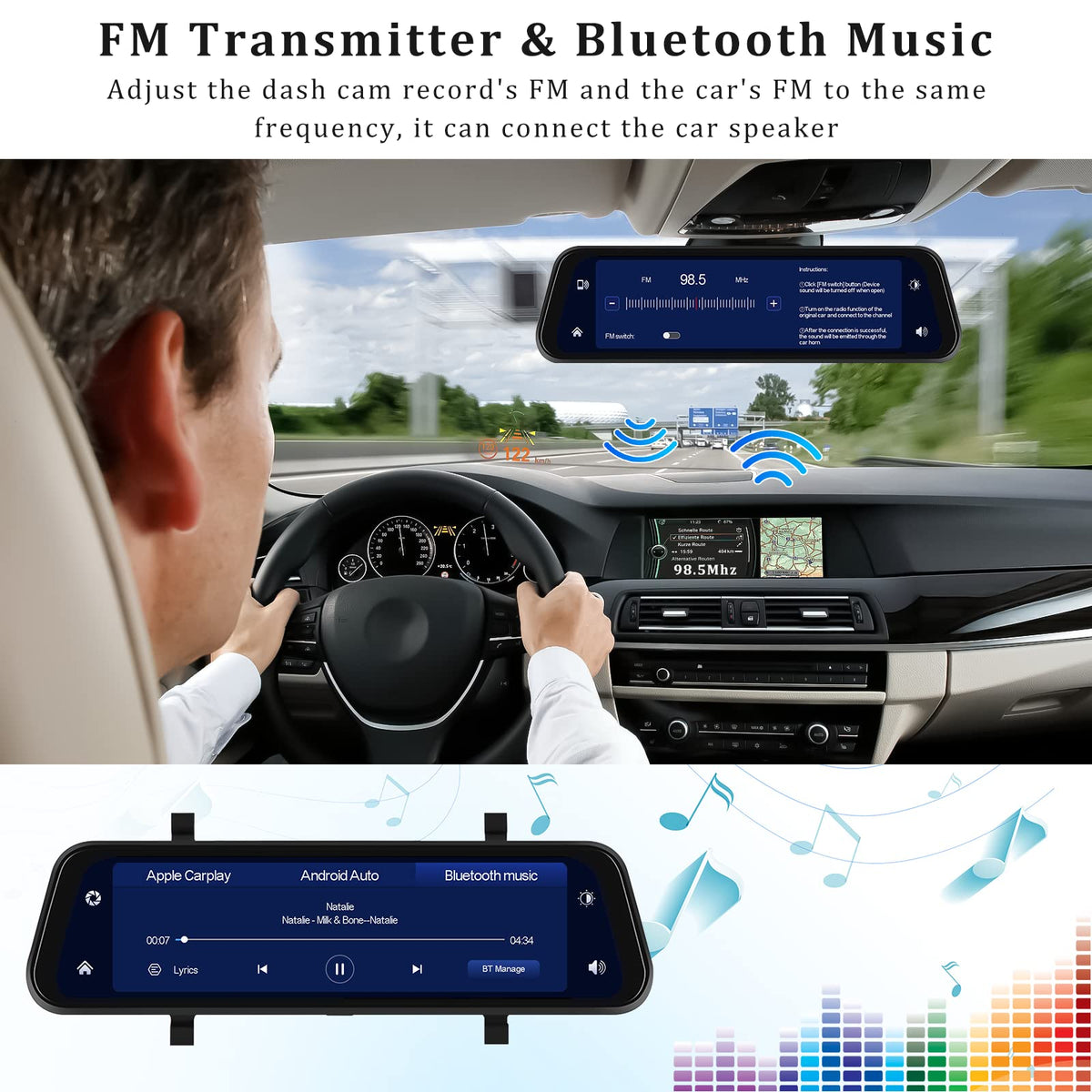 AMprime 170-degree rear camera reduces blind spots during reversing.