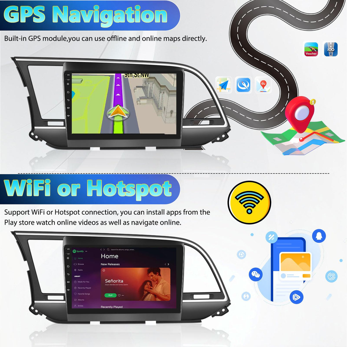 AMprime 9-inch touchscreen with crisp visuals and responsive touch