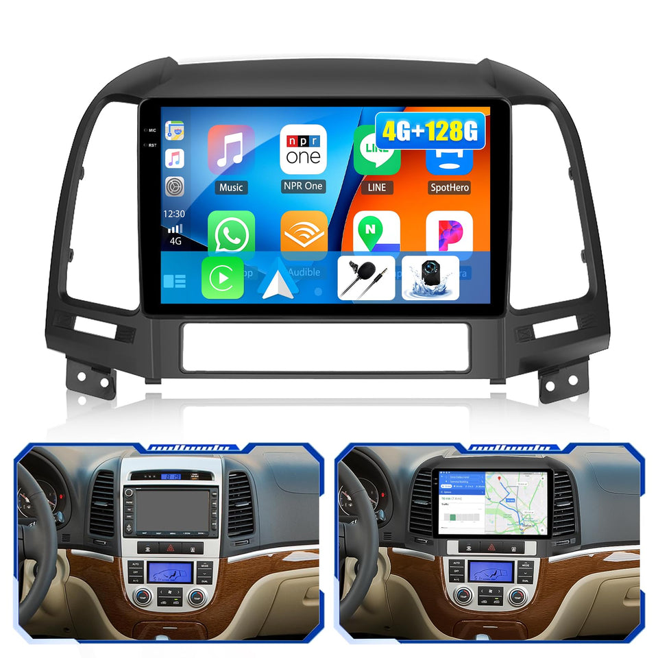 AMprime Android 15 car stereo for Santa Fe dash setup with enhanced infotainment