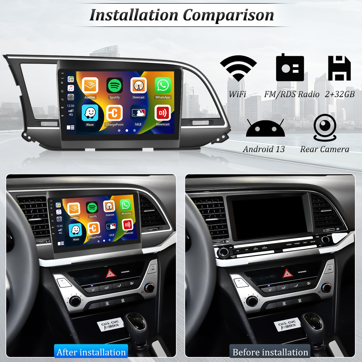 AMprime CarPlay and Android Auto integration on Hyundai Elantra for hands-free use