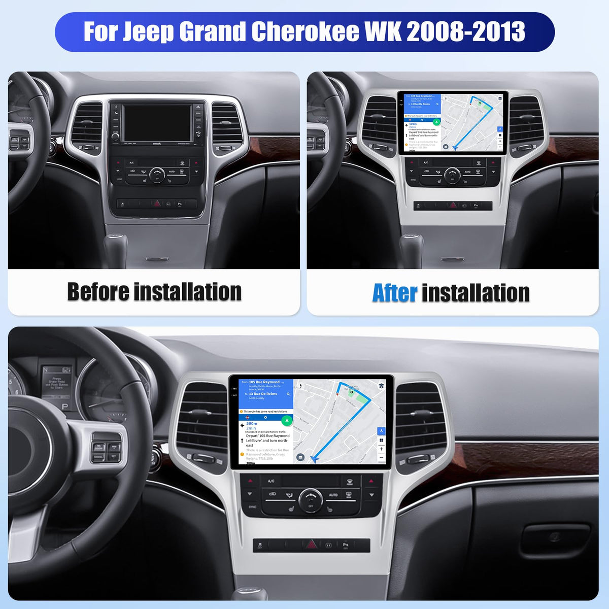 AMPrime Jeep WK wireless CarPlay/Android Auto enables safer hands-free use