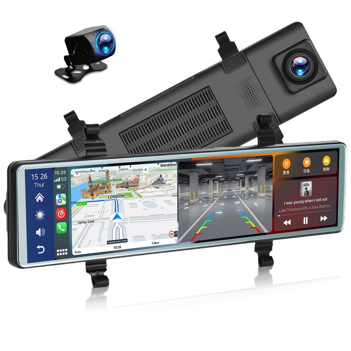 AMprime Mirror Dash Cam front 1080p view captures clear road details for safer driving