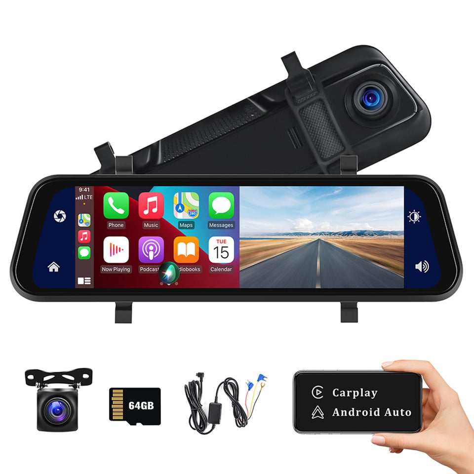 AMprime rear-view mirror camera with front camera view improves road awareness for safer lane changes.