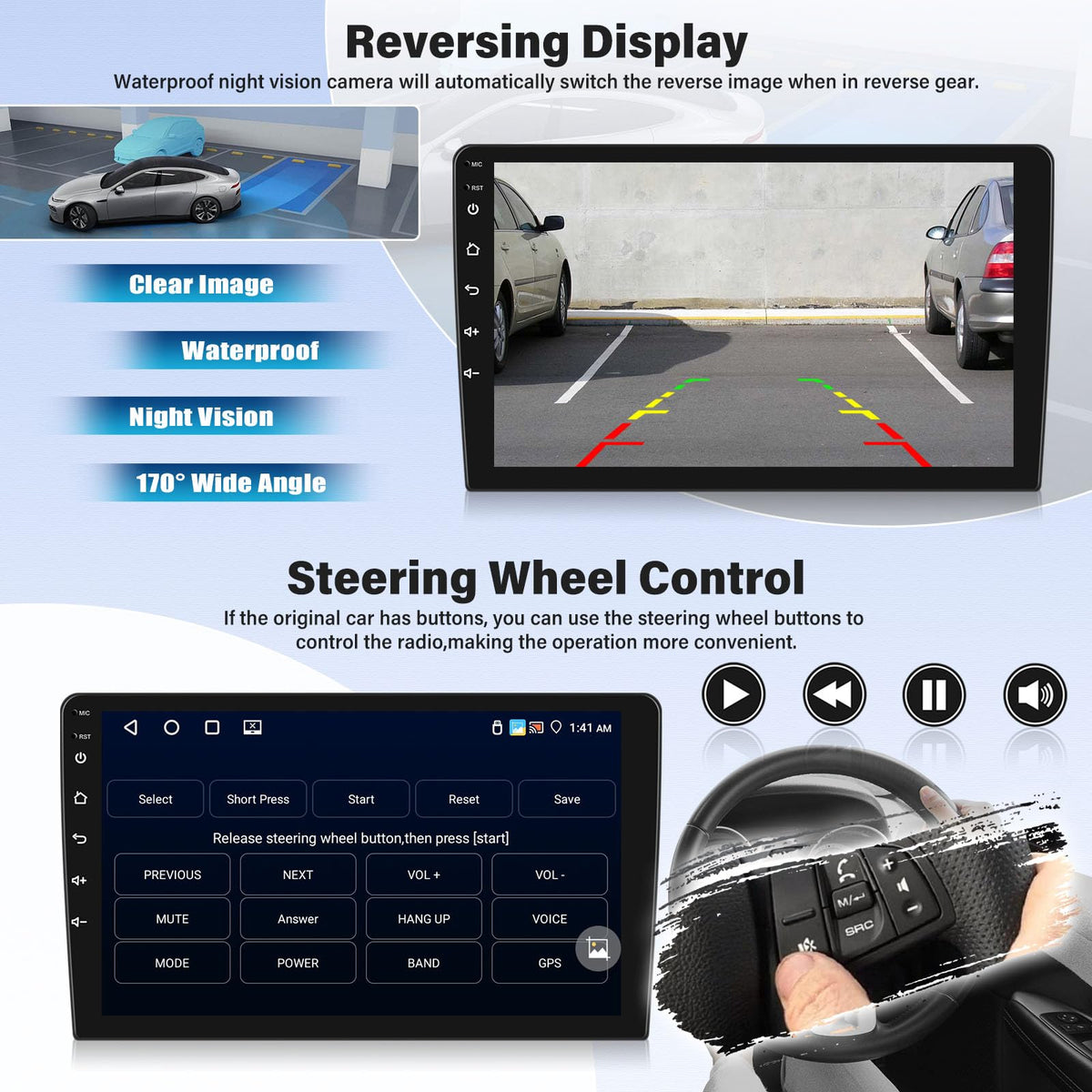 AMprime steering wheel control compatibility for safe in-drive operation