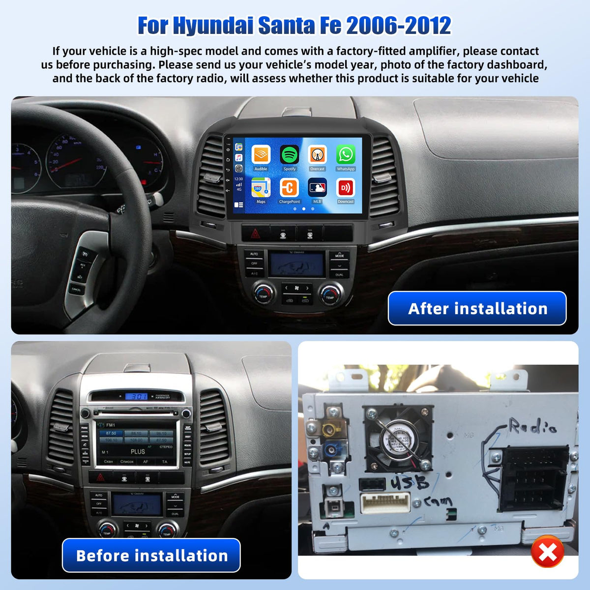 AMprime wireless CarPlay and Android Auto connection for Santa Fe