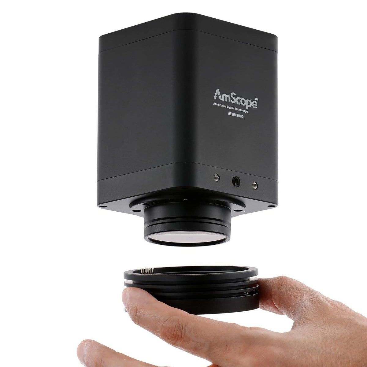 AmScope AF Series motorized zoom enabling smooth 20X magnification during tasks.