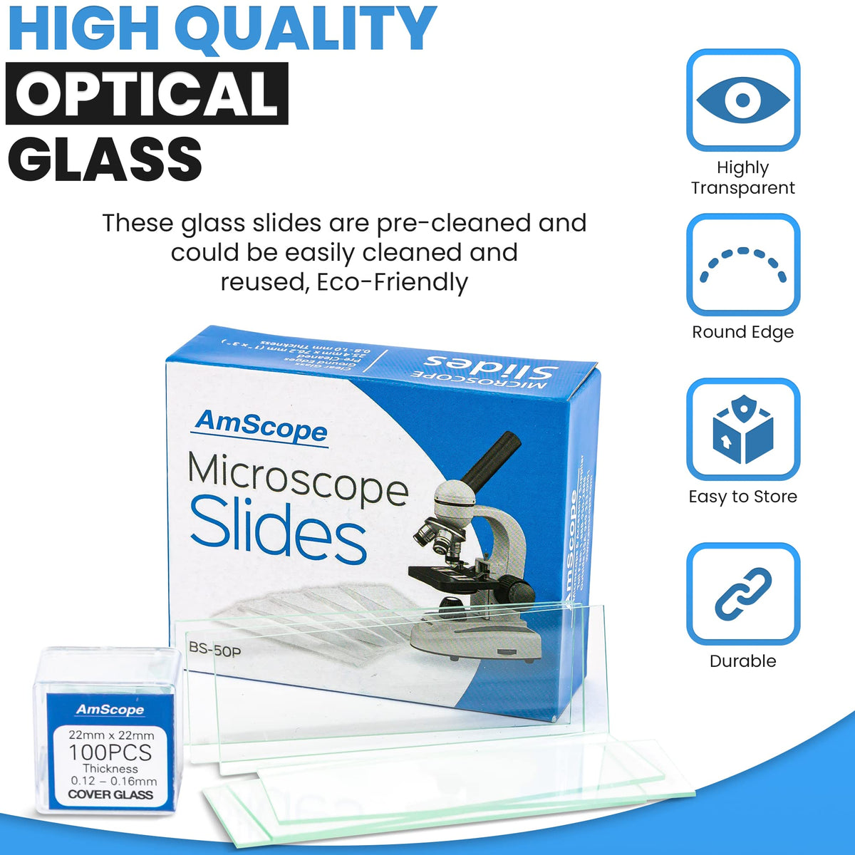 AmScope B120 includes 25 prepared slides for immediate observation.