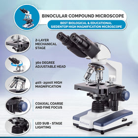 AmScope B120 LED illumination and Abbe condenser for true detail enhancement.