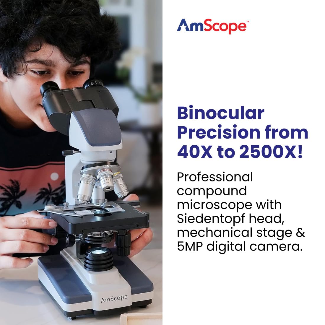 AmScope B120 Siedentopf head offers comfortable viewing with adjustable interpupillary distance